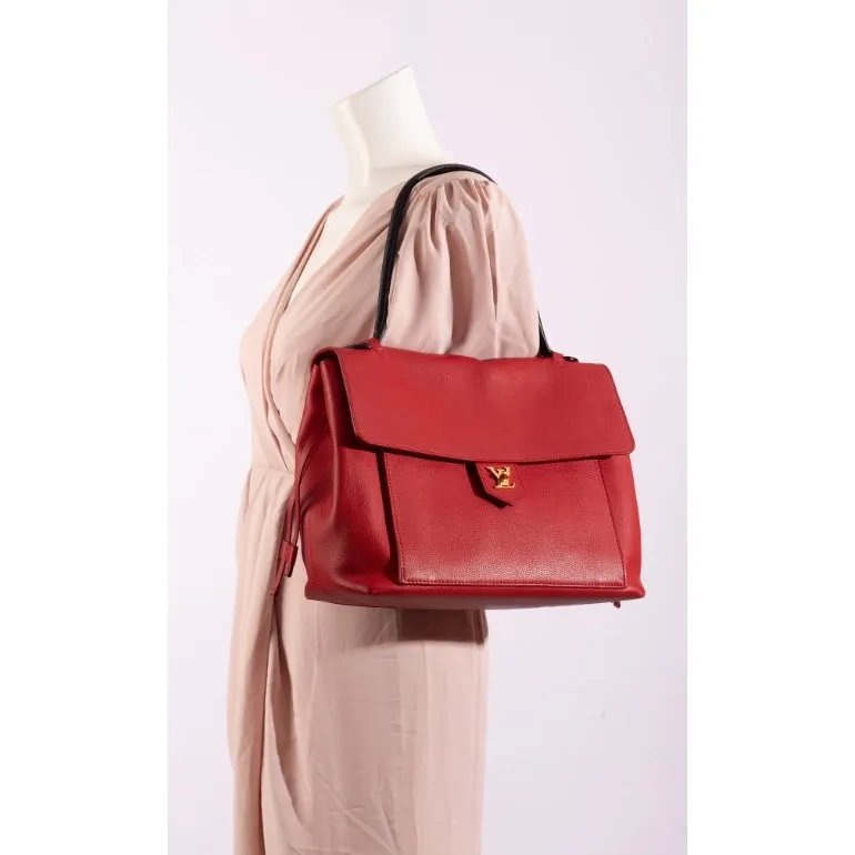 Louis Vuitton Rubis Pebbled Leather Lock me PM Tote Bag