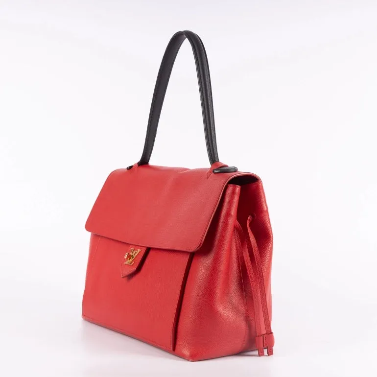 Louis Vuitton Rubis Pebbled Leather Lock me PM Tote Bag