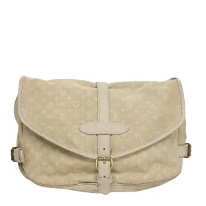 Louis Vuitton Saumur Beige Canvas Shoulder Bag