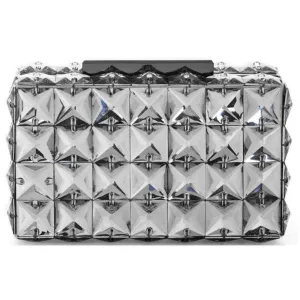 Lulu Square Charcoal Crystal Clutch Bag