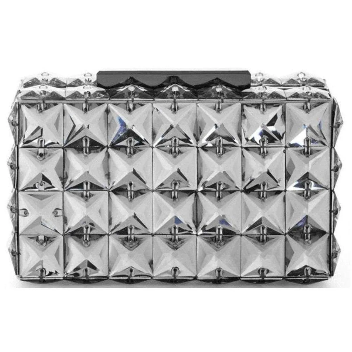 Lulu Square Charcoal Crystal Clutch Bag