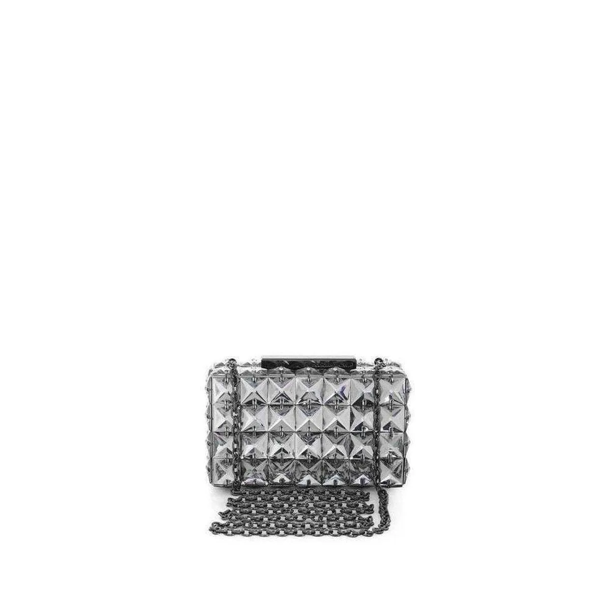 Lulu Square Charcoal Crystal Clutch Bag