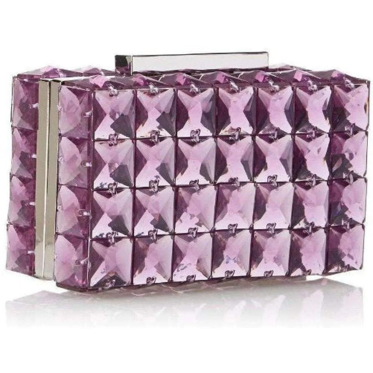 Lulu Square Purple Crystal Clutch Bag