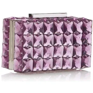 Lulu Square Purple Crystal Clutch Bag