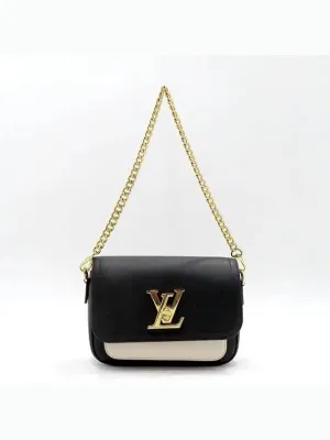 M58557 Black Leather Lock Me Tender Chain Shoulder Bag Strap 2WAY
