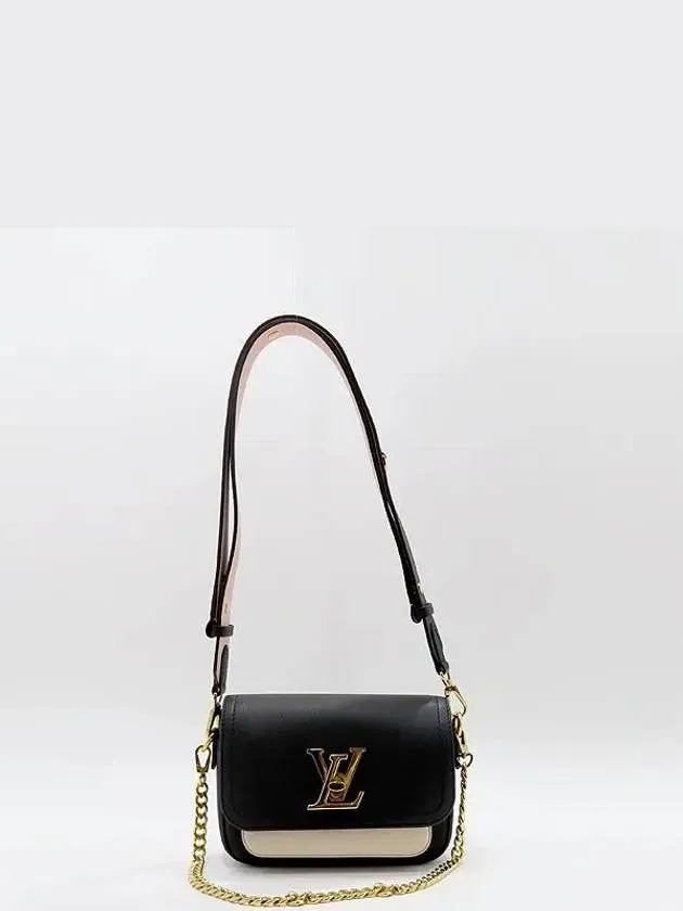 M58557 Black Leather Lock Me Tender Chain Shoulder Bag Strap 2WAY