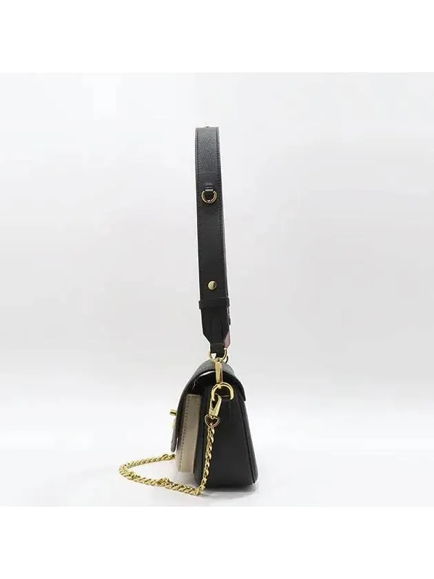 M58557 Black Leather Lock Me Tender Chain Shoulder Bag Strap 2WAY