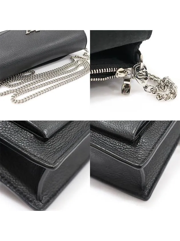 M63471 Black Calfskin My Lock Me BB Silver Chain Shoulder Bag