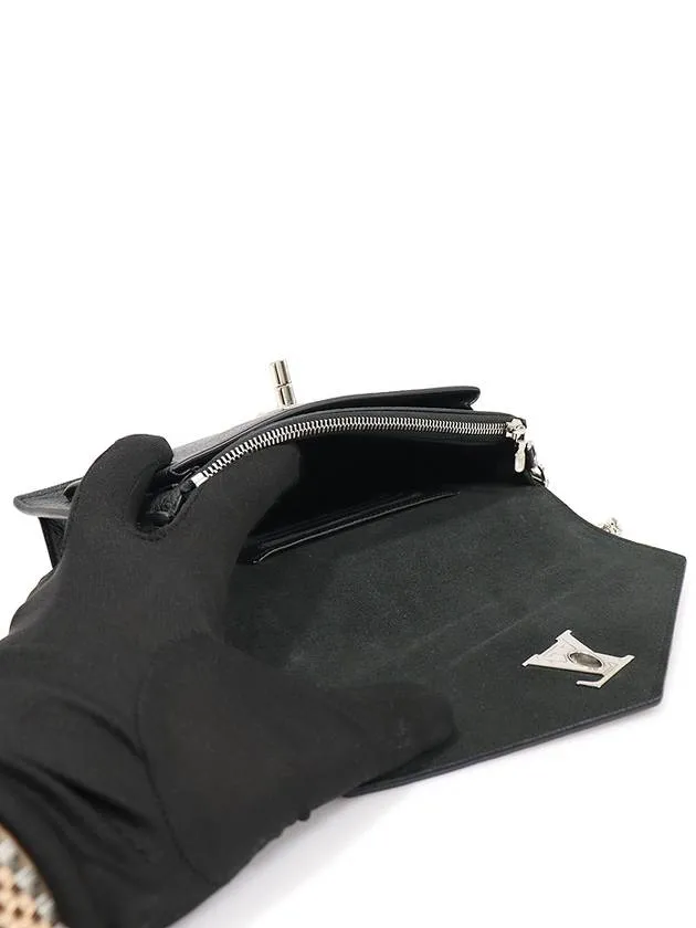 M63471 Black Calfskin My Lock Me BB Silver Chain Shoulder Bag