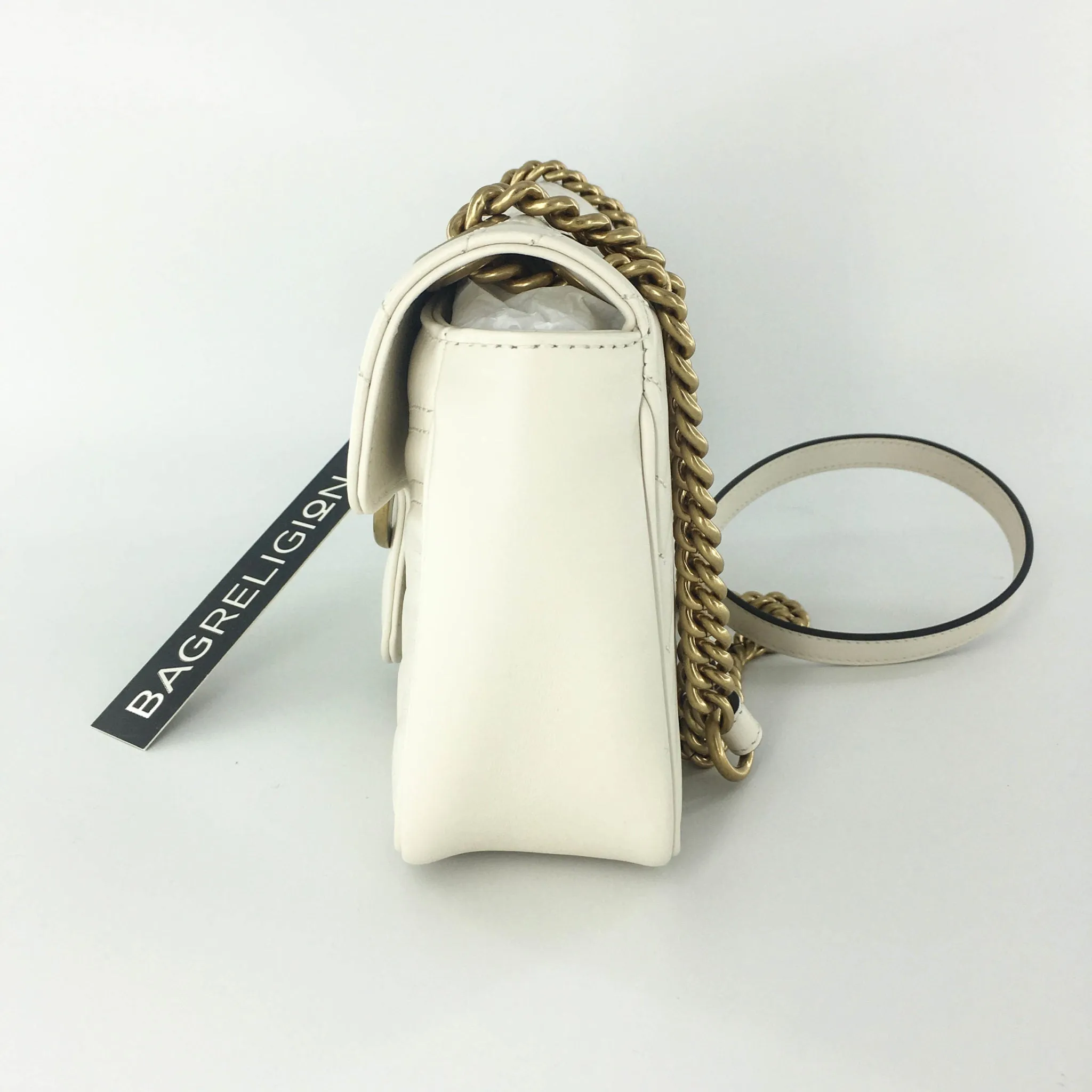 Marmont Matelasse Small Shoulder Bag in White