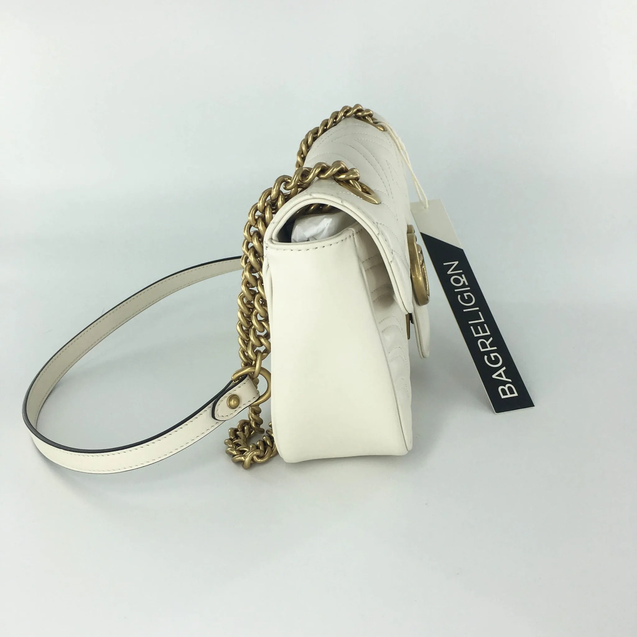 Marmont Matelasse Small Shoulder Bag in White