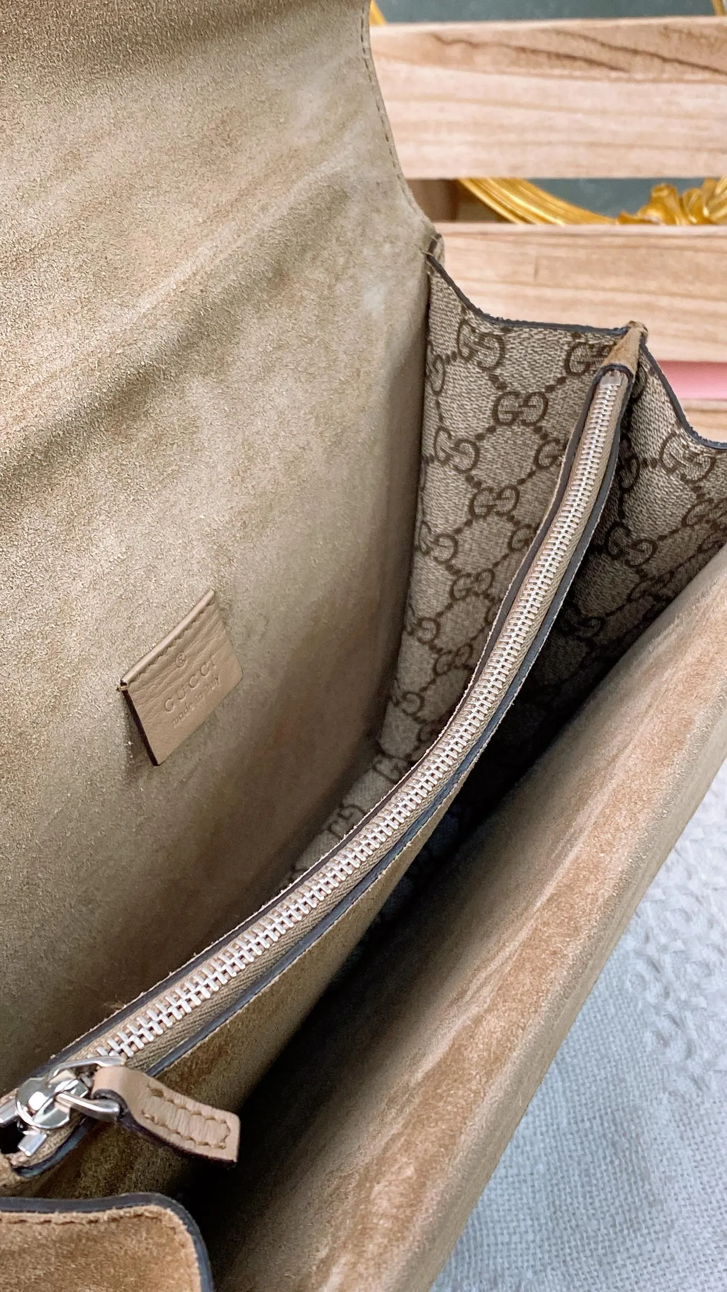 Medium Beige Dionysus Shoulder Bag