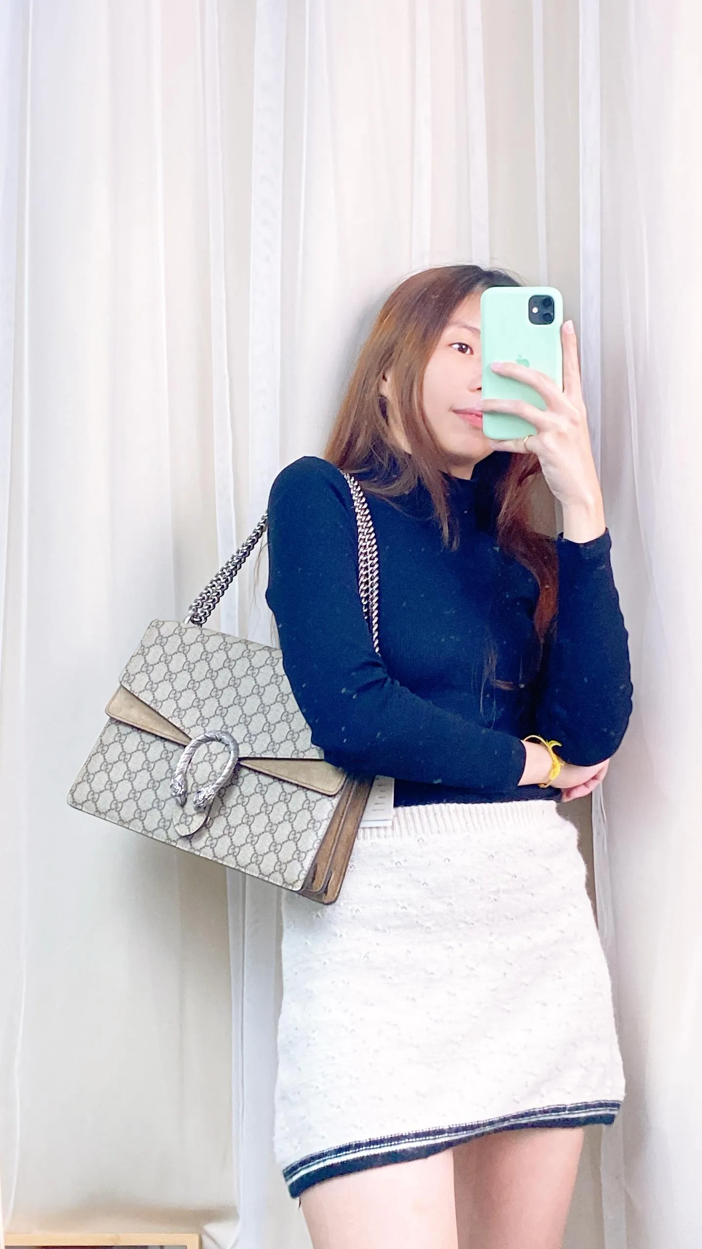 Medium Beige Dionysus Shoulder Bag