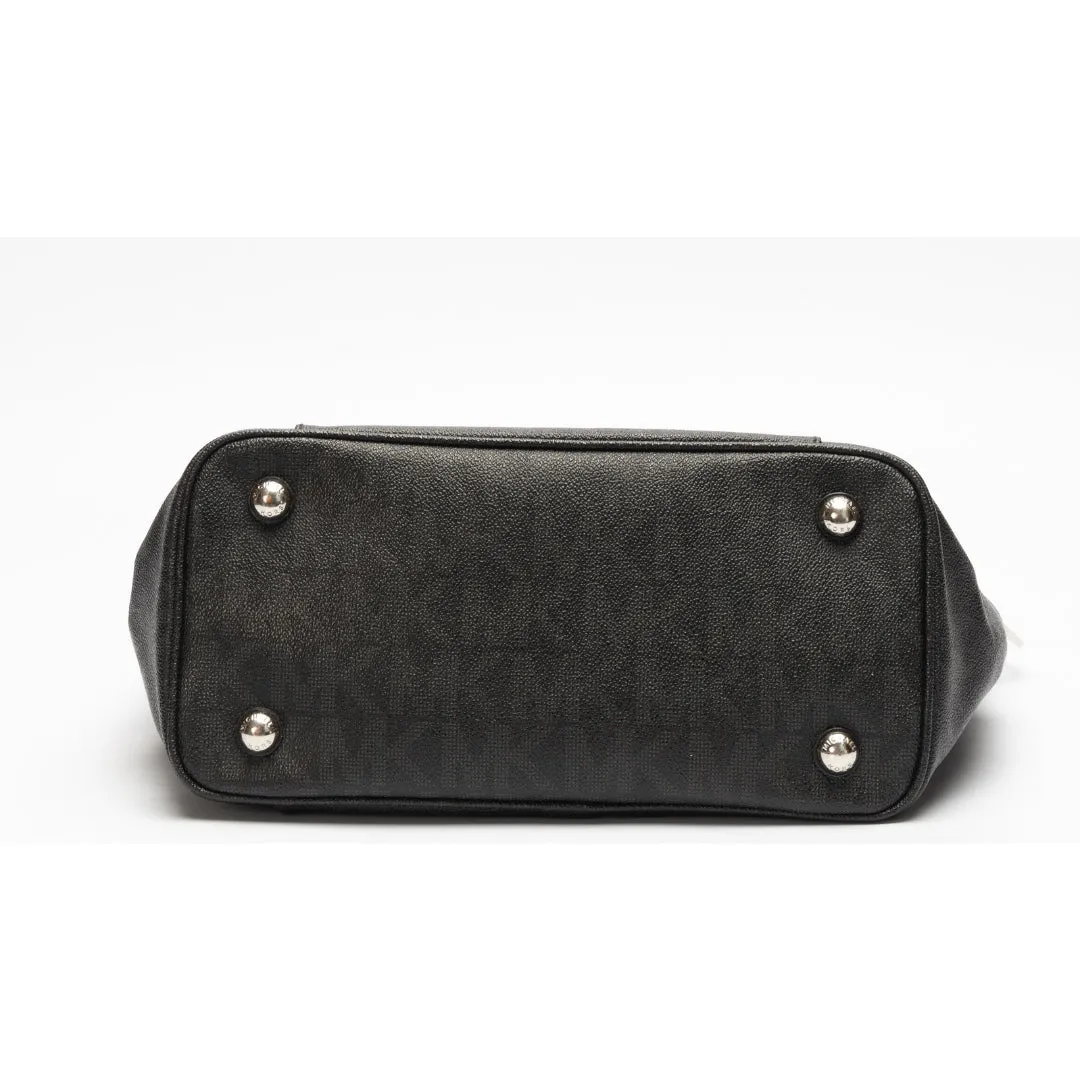 Michael Kors Black Signature Coated Canvas Jet Set Tote