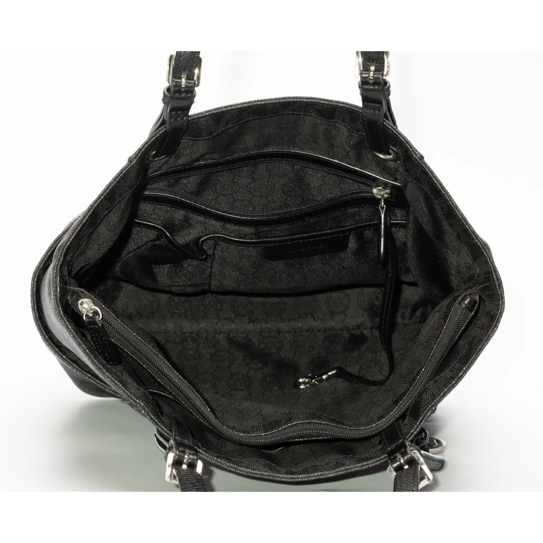 Michael Kors Black Signature Coated Canvas Jet Set Tote
