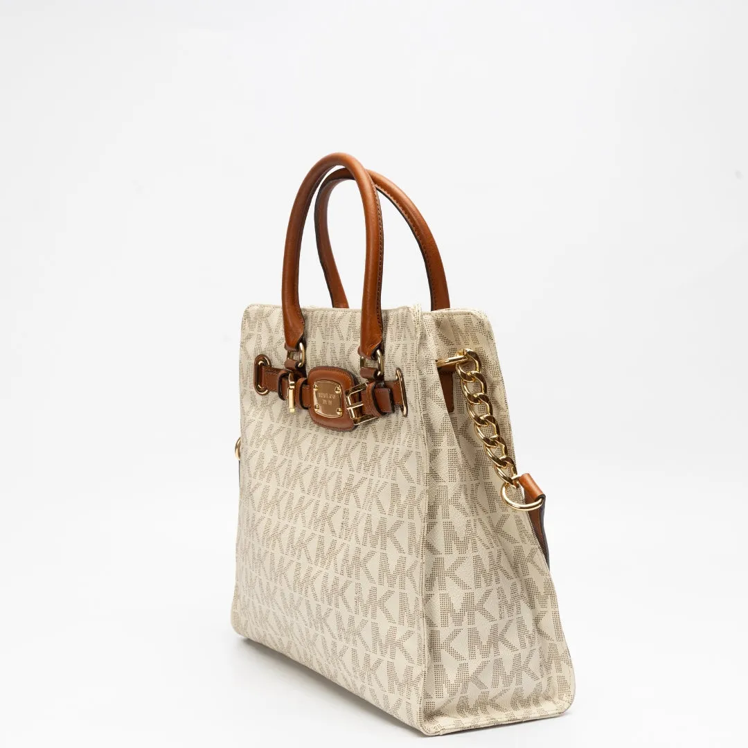 Michael Kors Coated Canvas and Leather East West Hamilton Tote