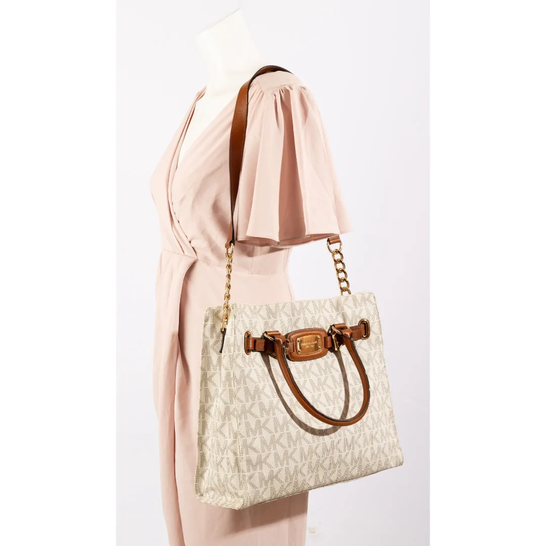 Michael Kors Coated Canvas and Leather East West Hamilton Tote