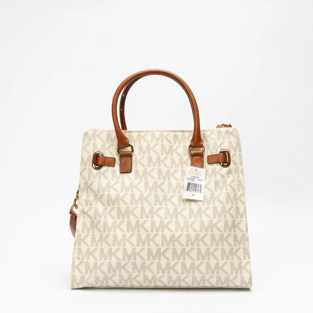 Michael Kors Coated Canvas and Leather East West Hamilton Tote