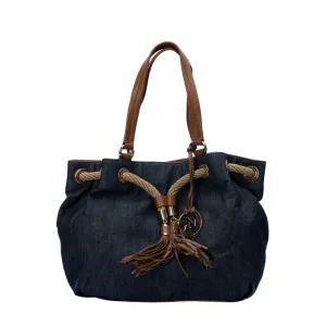 Michael Kors Denim and Leather Marina Drawstring Tote Bag
