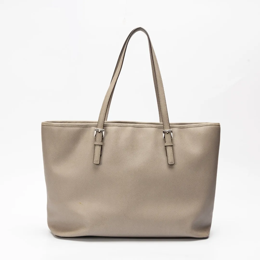 Michael Kors Grey Leather Jet Set Travel Tote