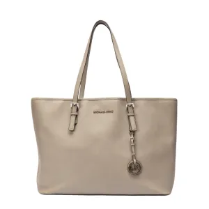 Michael Kors Grey Leather Jet Set Travel Tote
