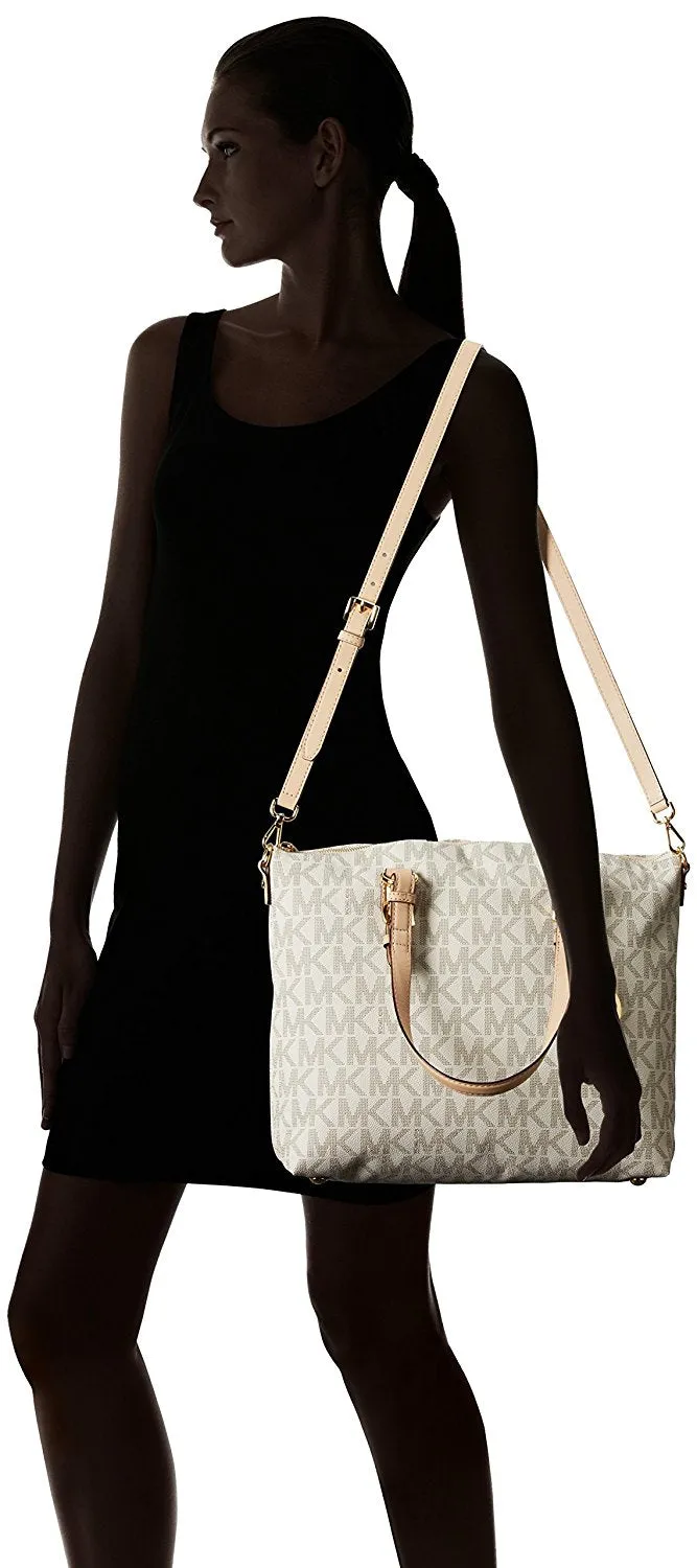 Michael Kors Women's Jet Set Logo Multifunction Tote Leather Top-Handle Satchel