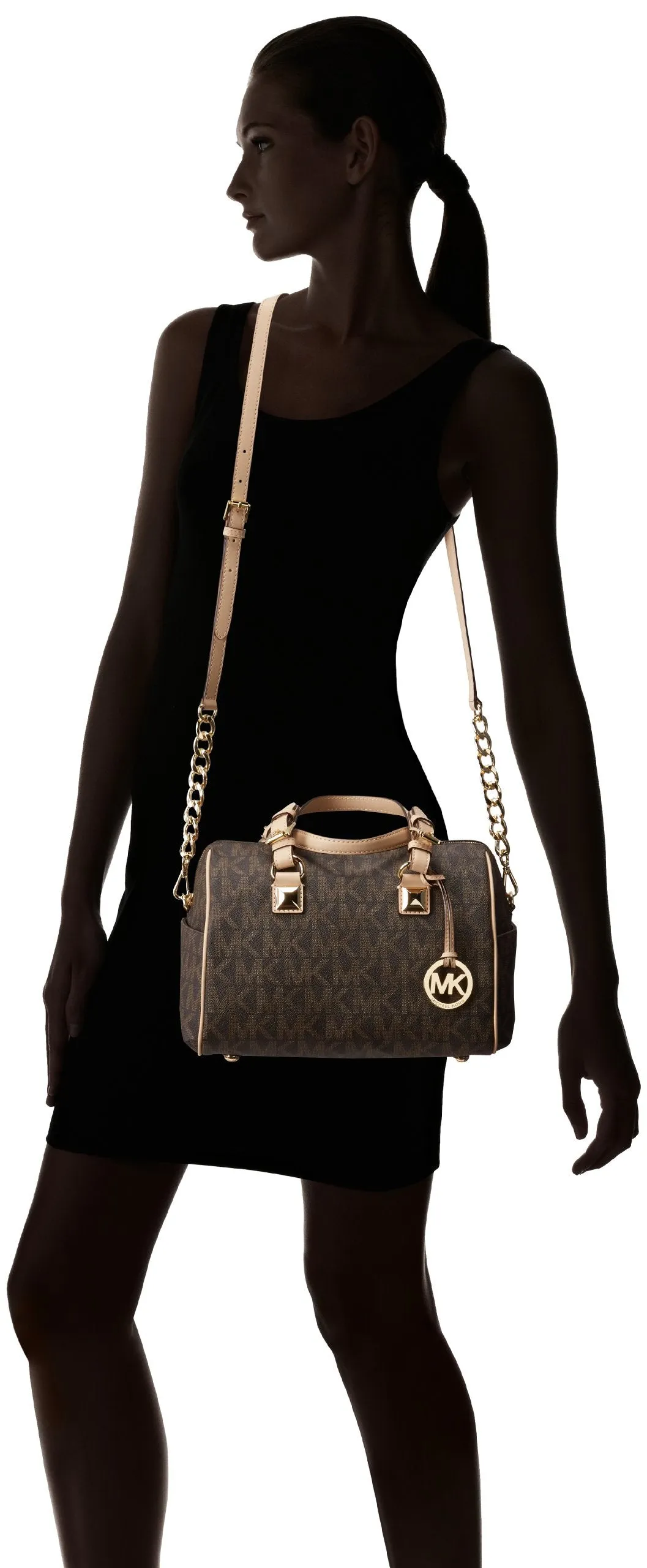 Michael Kors Women's Medium Grayson Monogram Vinyl Top-Handle Satchel