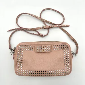 Miu MIU Bag Pink x Silver Leather Rhinestone Metal Material Shoulder D LA15039