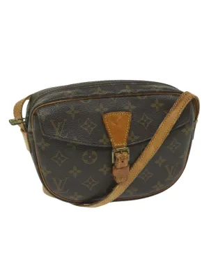 Monogram Canvas Shoulder Bag with Adjustable Strap and Multiple Compartments