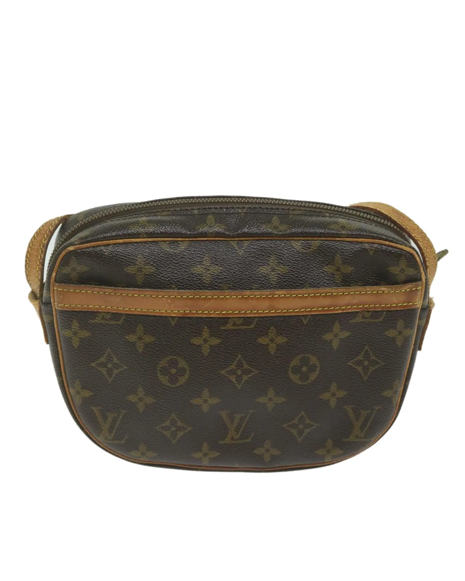 Monogram Canvas Shoulder Bag with Adjustable Strap and Multiple Compartments