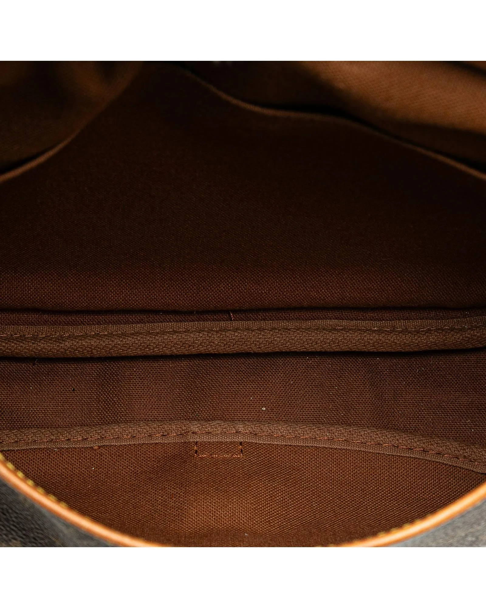 Monogram Canvas Shoulder Bag with Leather Trim and Double Compartments