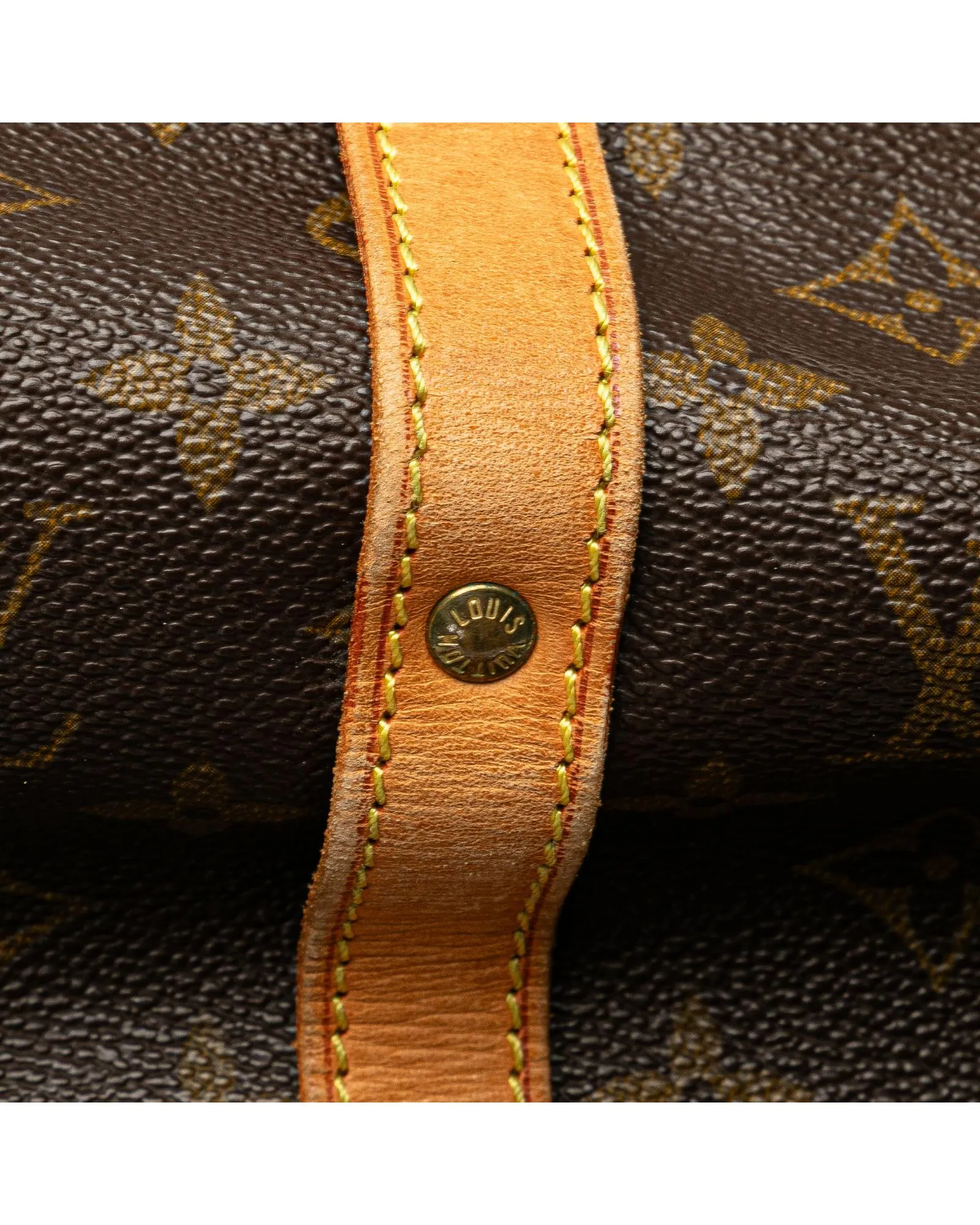 Monogram Canvas Shoulder Bag with Leather Trim and Double Compartments