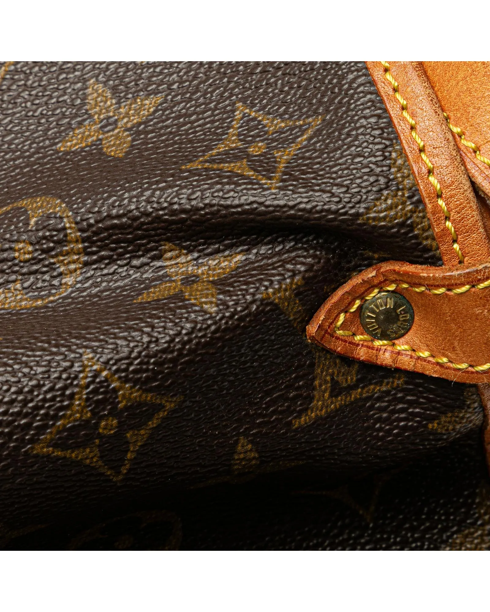 Monogram Canvas Shoulder Bag with Leather Trim and Double Compartments