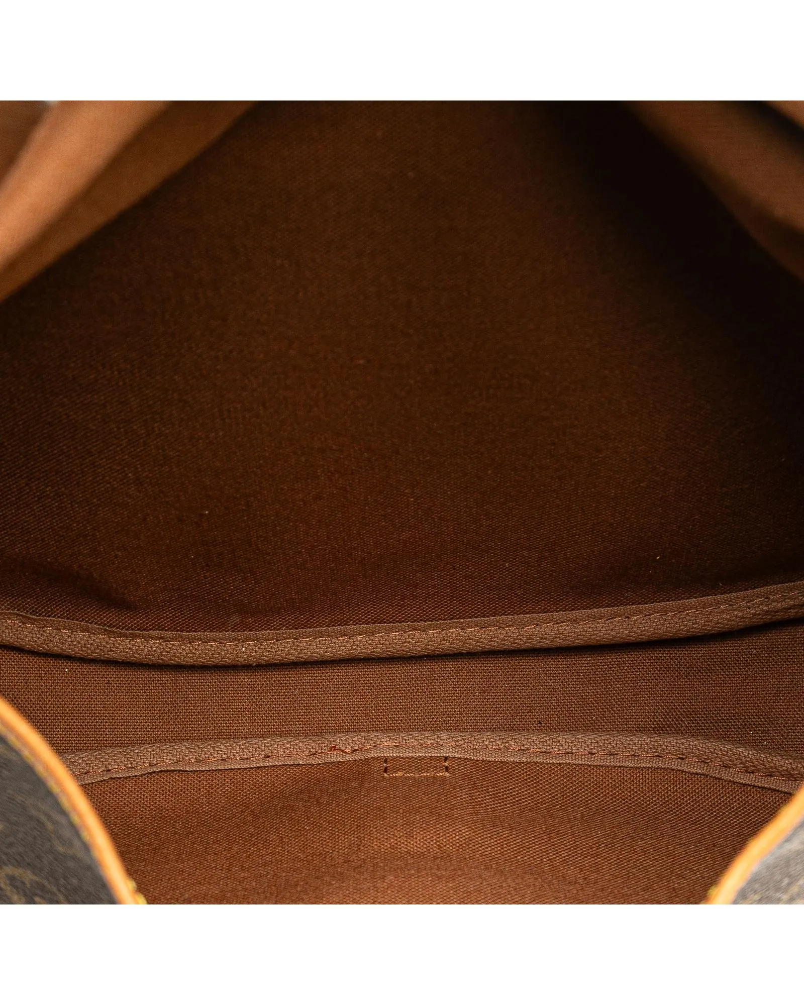 Monogram Canvas Shoulder Bag with Leather Trim and Double Compartments