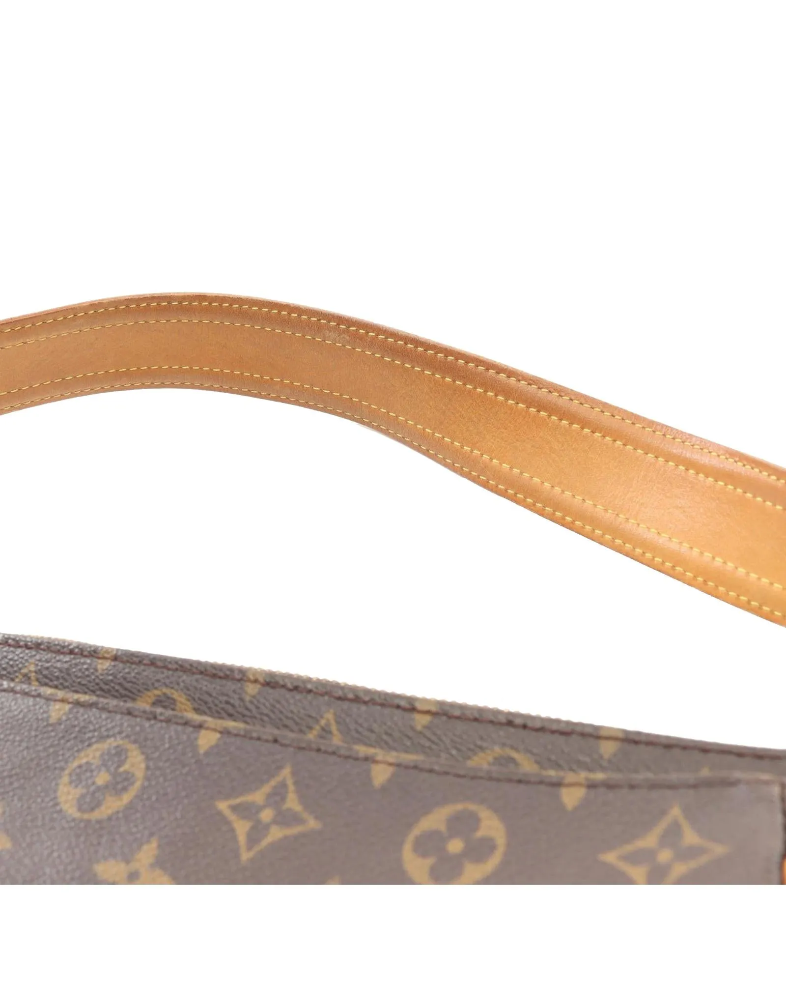 Monogram Canvas Shoulder Bag with Vachetta Leather Trim and Front Flap Pockets