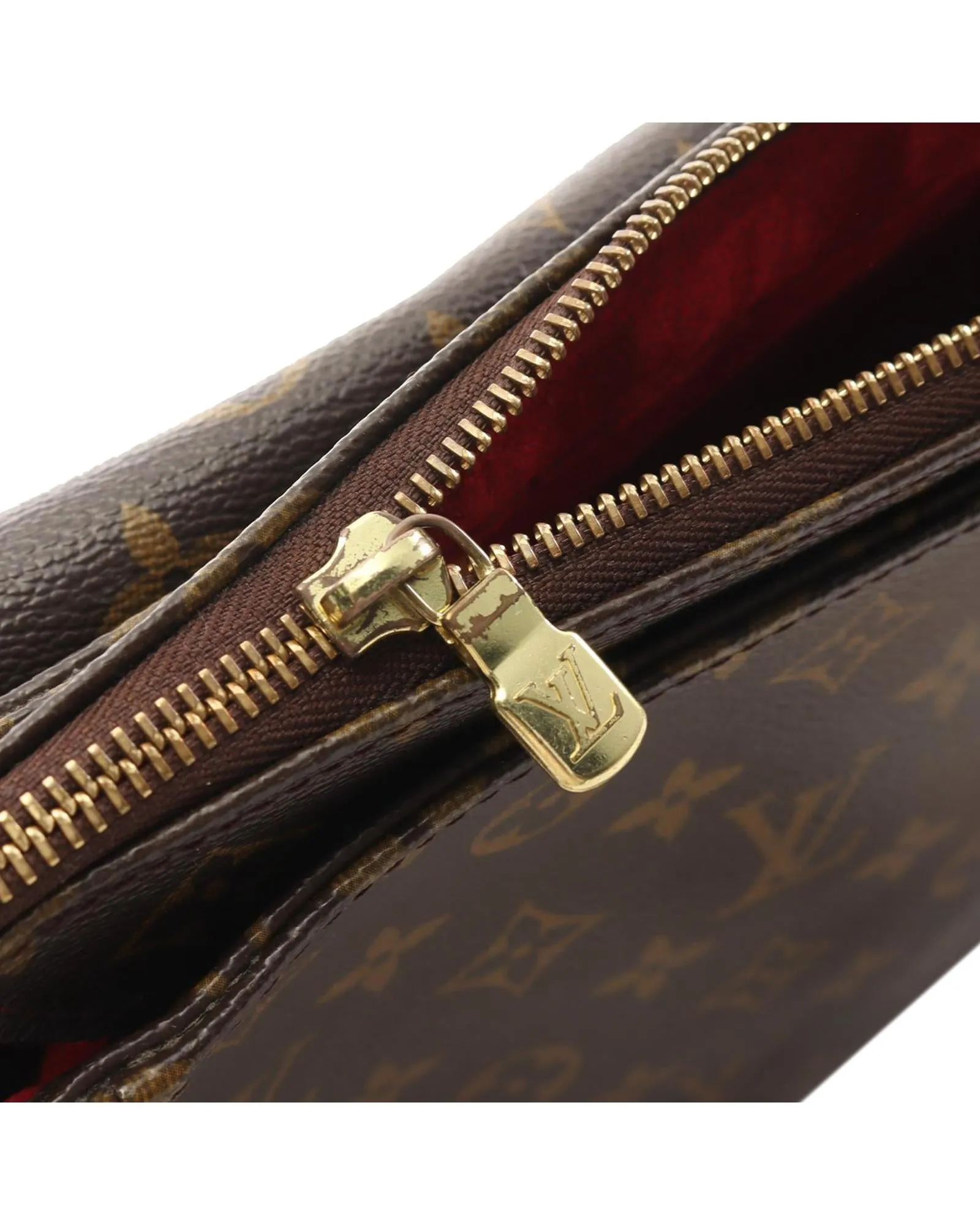 Monogram Canvas Shoulder Bag with Vachetta Leather Trim and Front Flap Pockets