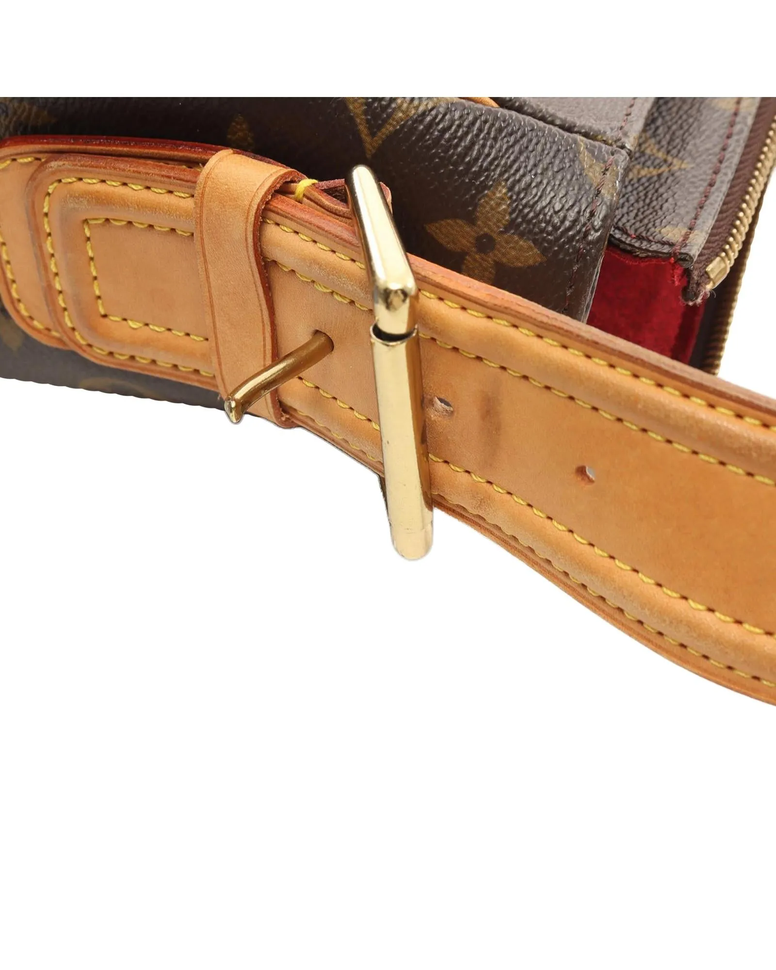 Monogram Canvas Shoulder Bag with Vachetta Leather Trim and Front Flap Pockets