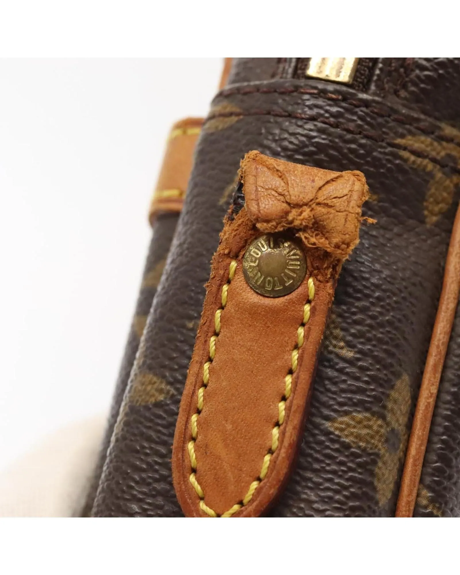 Monogram Danube Shoulder Bag with Adjustable Strap and Zip Closure
