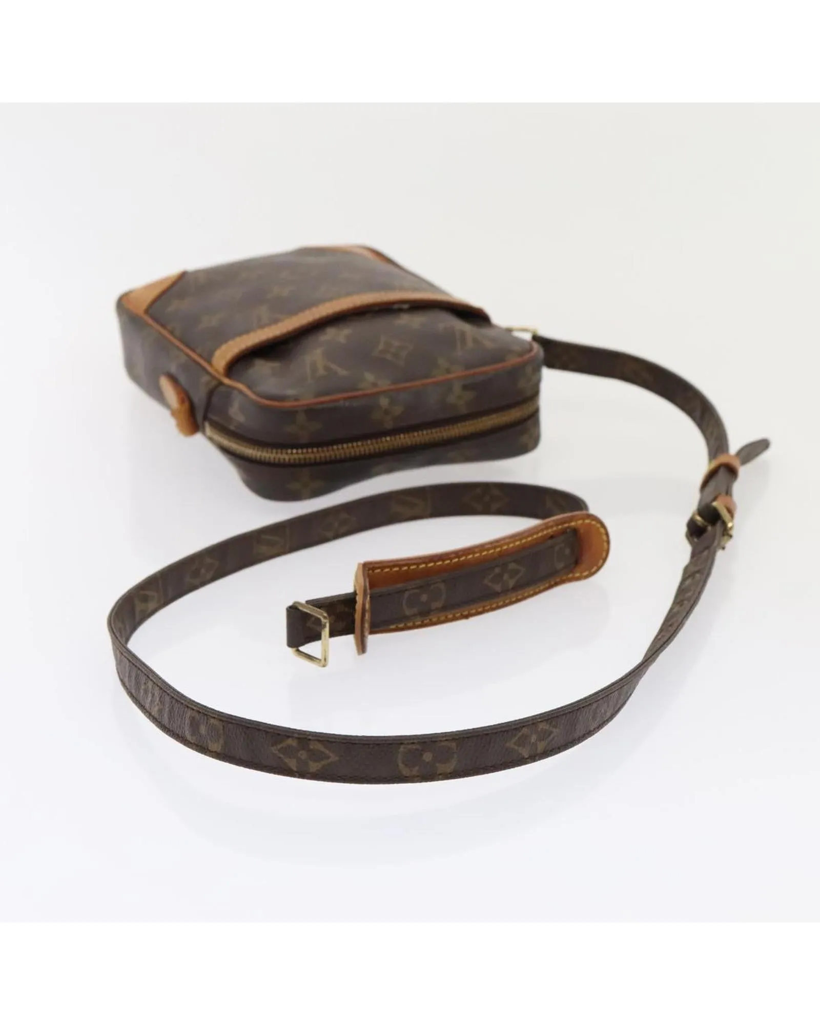 Monogram Danube Shoulder Bag with Adjustable Strap and Zip Closure