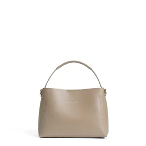 Montmartre Batrice Midi taupe vegetable tanned leather handbag