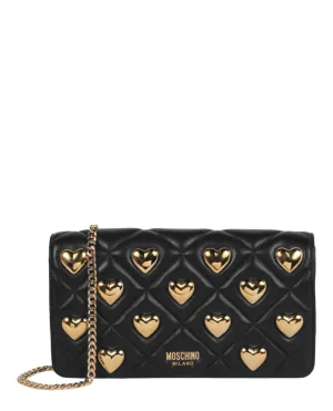 Moschino Heart Studs Quilted Shoulder Bag 8407-8002-1555