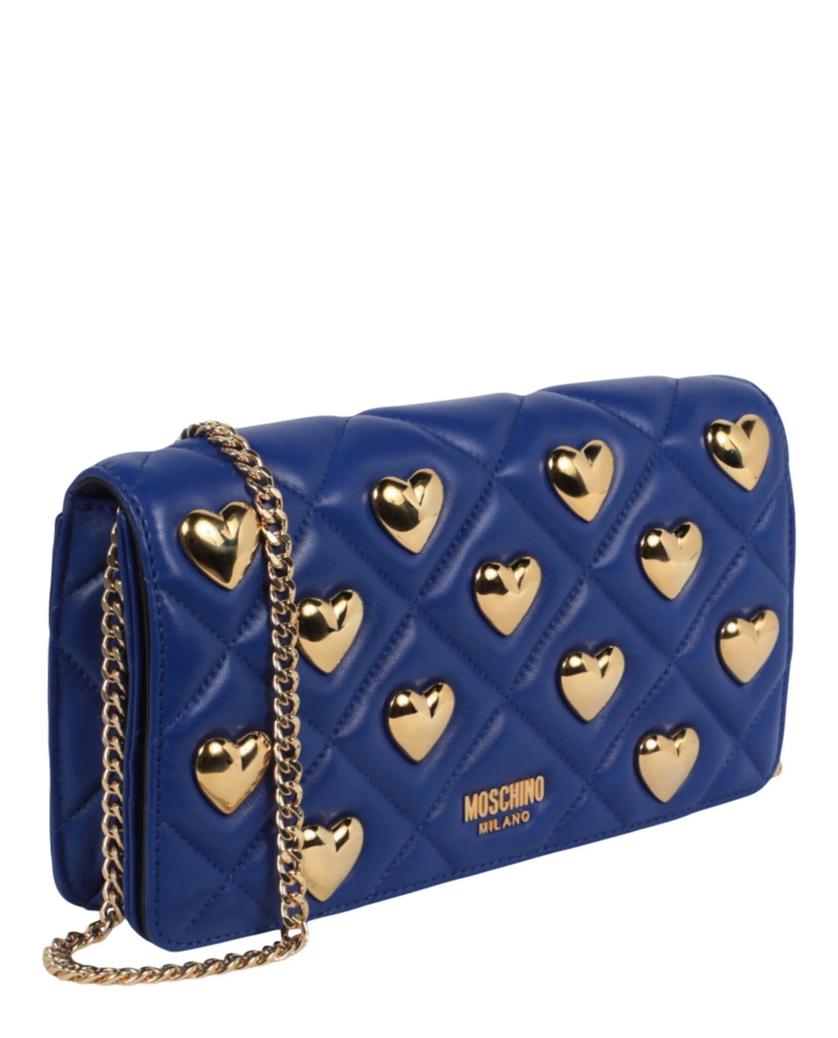 Moschino Heart Studs Quilted Shoulder Bag Womens 8407-8002-0296