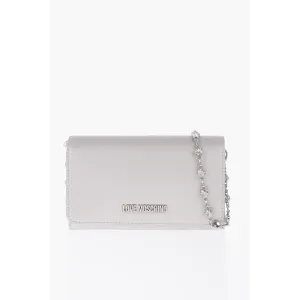 Moschino LOVE Saffiano Faux Leather Wallet with Removable Women's Chain