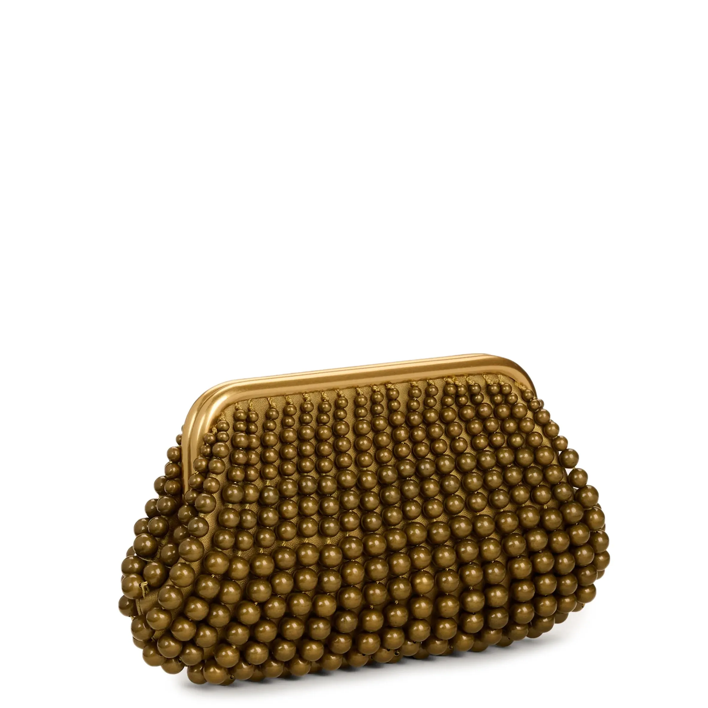 Nia Beaded Clutch, Antique Brass