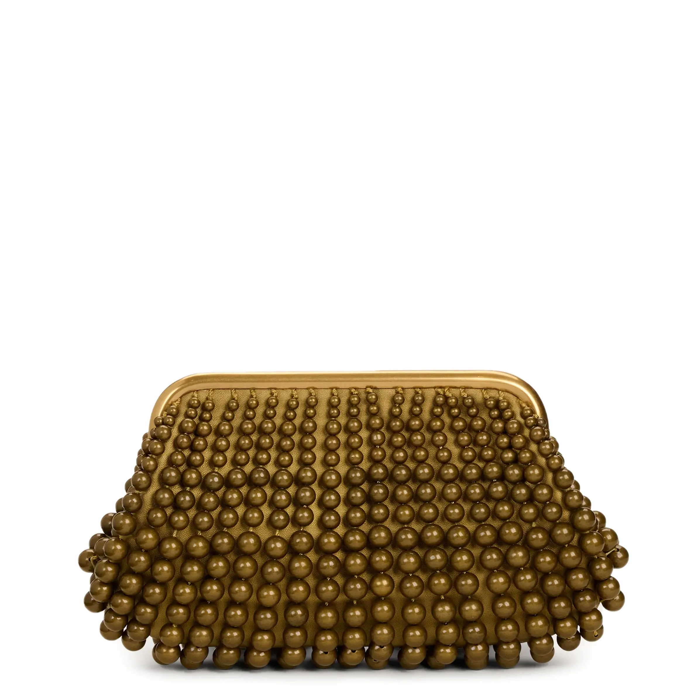 Nia Beaded Clutch, Antique Brass