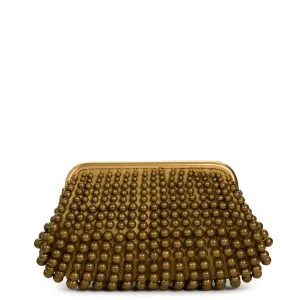 Nia Beaded Clutch, Antique Brass