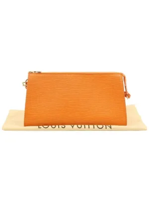 Orange Epi Leather Gold Pochette Accessory Pouch Shoulder Bag M5298H