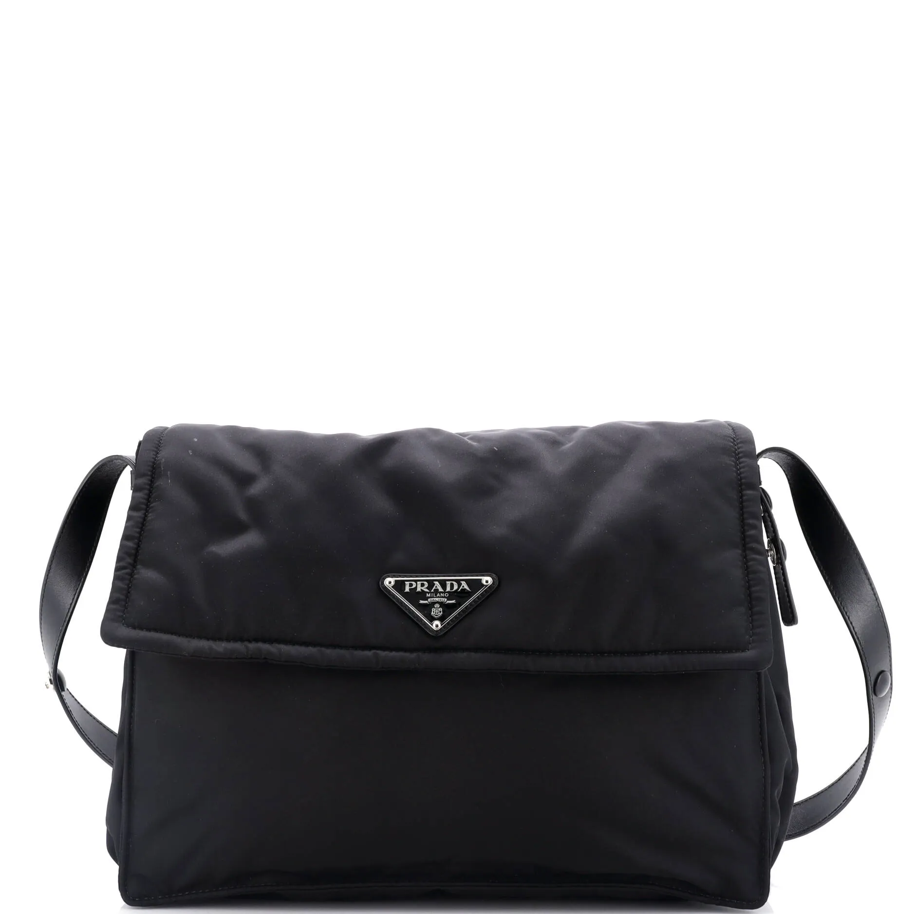 Padded Flap Shoulder Bag Re-Nylon Large
