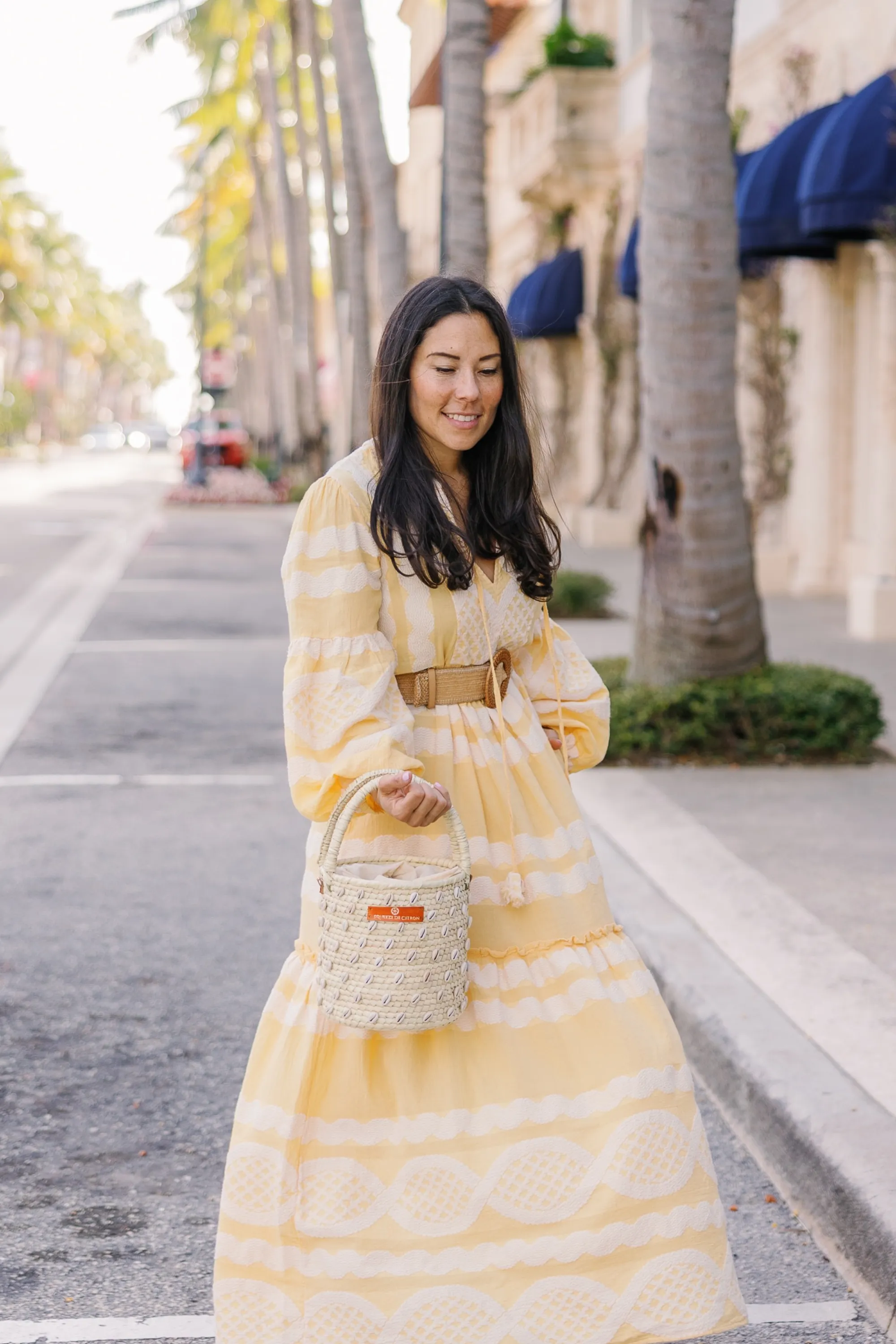 Palm Shell Bucket Tote Citron (Golden strap included)