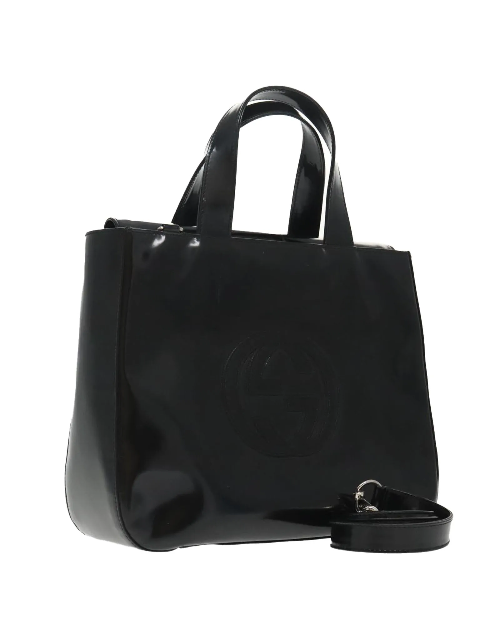 Patent Leather 2-Way Hand Bag with Shoulder Strap